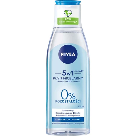 Nivea MicellAir Skin Breathe, Міцелярний лосьйон, освіжаючий, для нормальної та комбінованої шкіри, 200 мл: ціни та характеристики