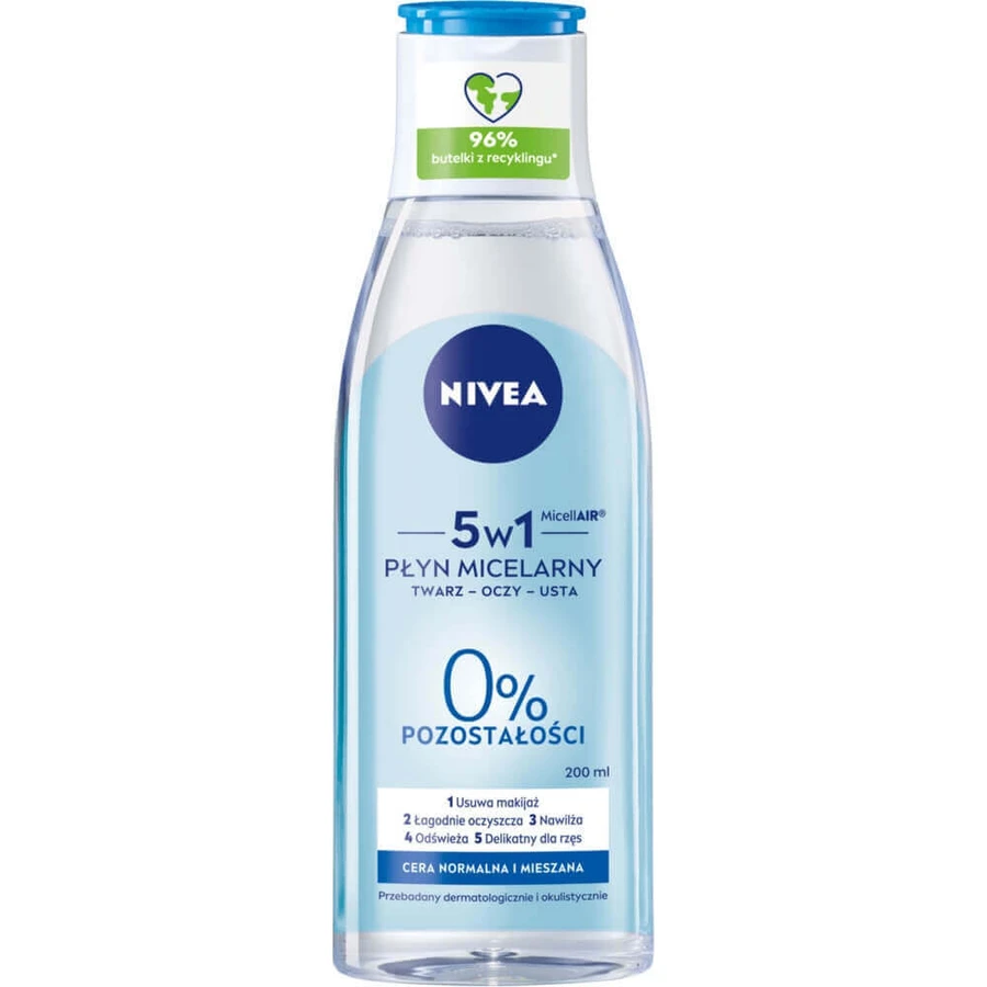 Nivea MicellAir Skin Breathe, Міцелярний лосьйон, освіжаючий, для нормальної та комбінованої шкіри, 200 мл: ціни та характеристики