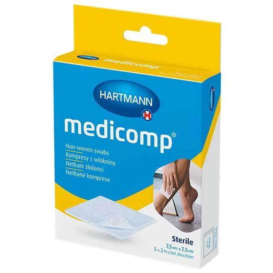 Medicomp, стерильні, неткані компреси, 4 шари, 7,5 см х 7,5 см, 5 х 2 шт.: ціни та характеристики