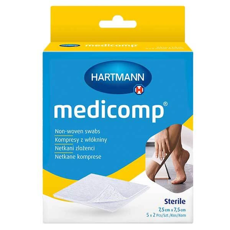 Medicomp, стерильні, неткані компреси, 4 шари, 7,5 см х 7,5 см, 5 х 2 шт.: ціни та характеристики