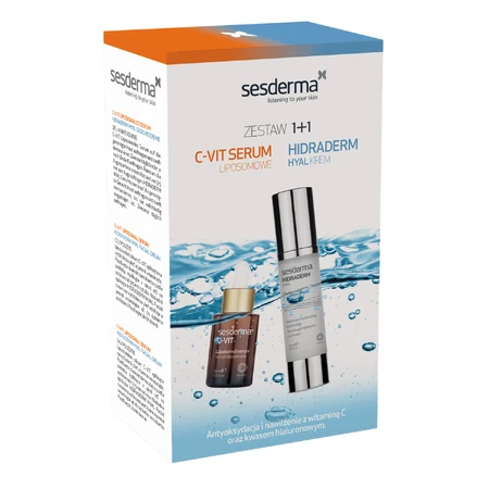 Набір Sesderma, Hidraderm Hyal, крем для обличчя, 50 мл + ліпосомальна сироватка C-Vit, 30 мл: ціни та характеристики