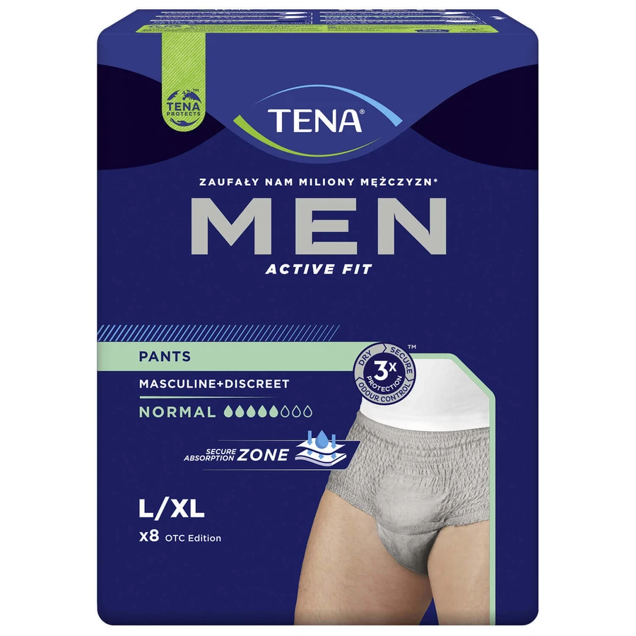 Tena Men Active Fit Pants, впитывающие трусы для мужчин, размер L/XL, 95-130 см, Normal, 8 шт.: цены и характеристики