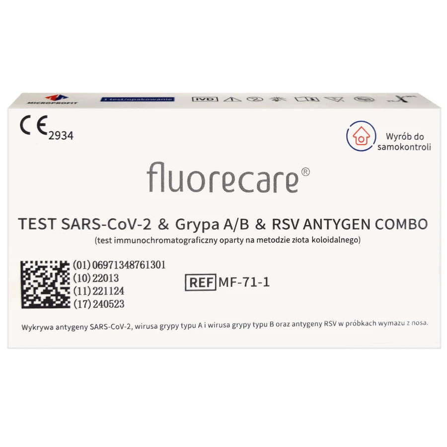 Fluorecare, комбинированный набор для тестирования на антигены SARS-CoV-2, гриппа A/B, RSV, Combo 4in1, 1 штука: цены и характеристики