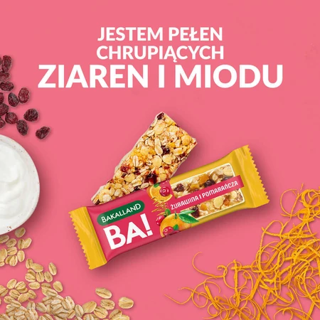 Bakalland BA! Злаковий батончик, Журавлина та апельсин, 40 г: ціни та характеристики