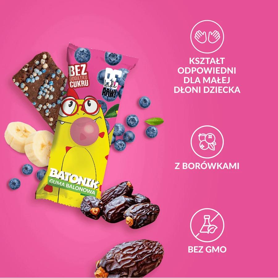 BeRAW! Kids, батончик, жевательная резинка, без добавления сахара, 25 г: цены и характеристики