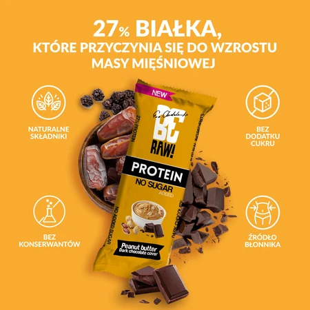 BeRAW! Протеин, протеиновый батончик, арахис, темный шоколад, 40 г: цены и характеристики