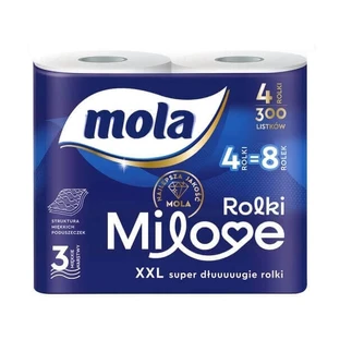 Туалетний папір Mola Milove 3-шаровий, 4 рулони