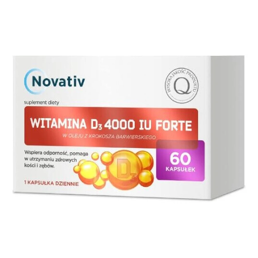 Novativ Vitamin D3 4000 МО Форте, 60 капсул - Тривале застосування!: ціни та характеристики