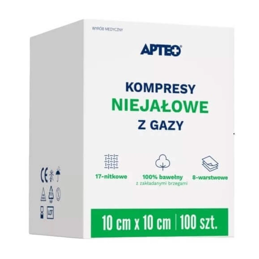 ApteoCare, нераздражающие компрессы, 10 см x 10 см, 100 шт - Долговечность!: цены и характеристики
