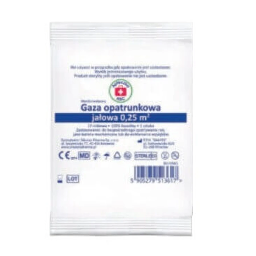 Самоклеящаяся марлевая повязка, 17 нитей, ABC First Aid Kit 0,25 м2, 1 шт.: цены и характеристики
