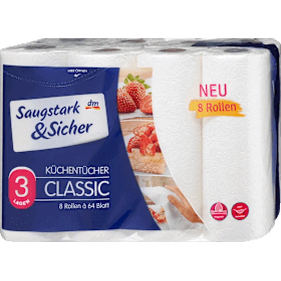 Кухонні рушники Saugstark&Sicher Classic Classic 3-шарові, 8 шт.: ціни та характеристики