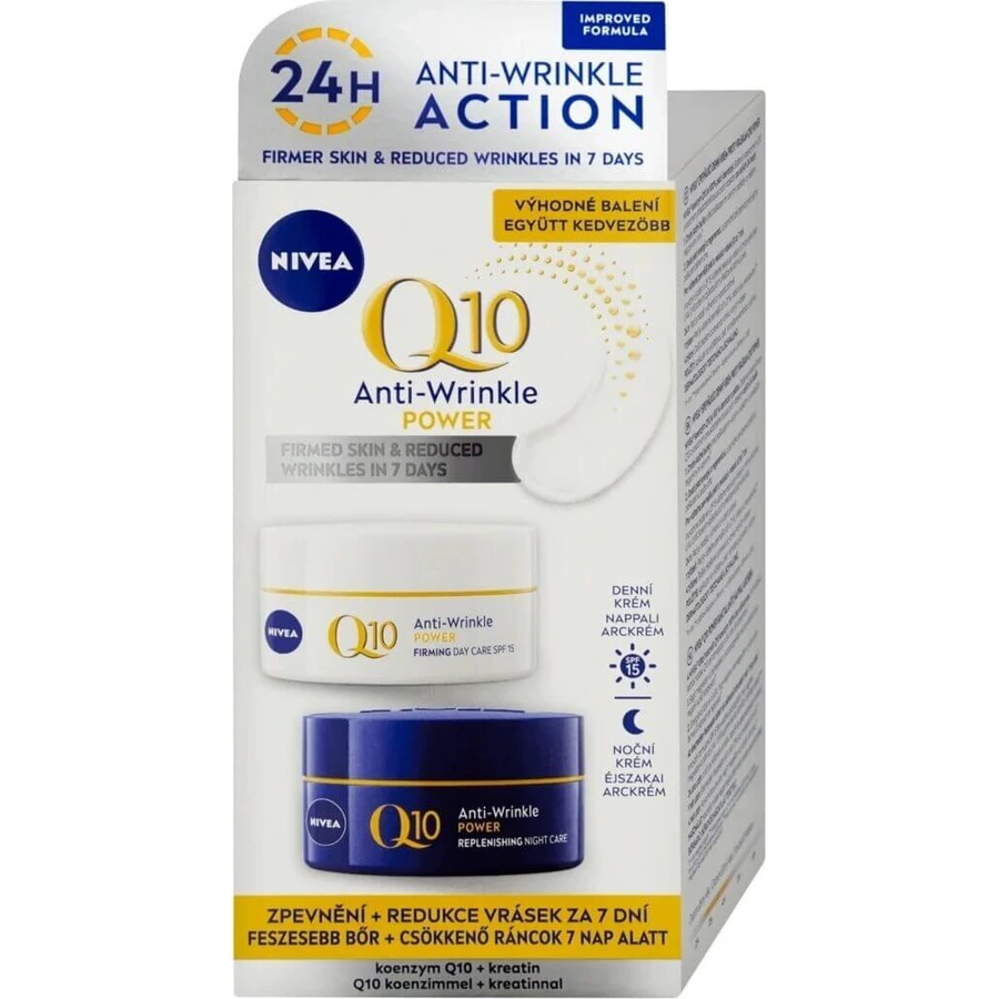 NIVEA Укрепляющий дневной и ночной крем Q10 POWER DUO 2×50 мл, укрепляющий крем: цены и характеристики