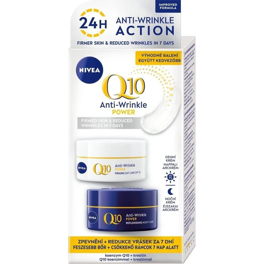 NIVEA Укрепляющий дневной и ночной крем Q10 POWER DUO 2×50 мл, укрепляющий крем: цены и характеристики