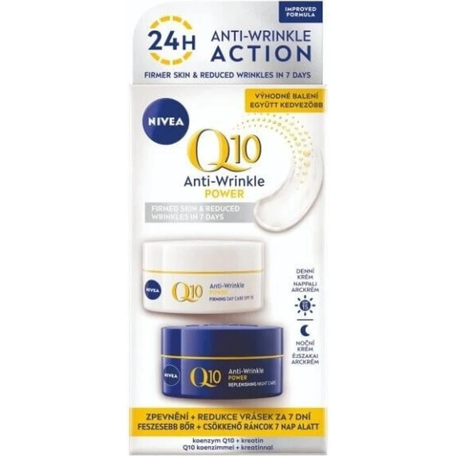 NIVEA Укрепляющий дневной и ночной крем Q10 POWER DUO 2×50 мл, укрепляющий крем: цены и характеристики