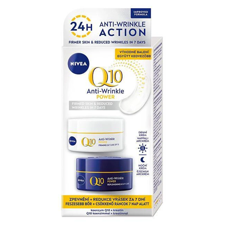 NIVEA Укрепляющий дневной и ночной крем Q10 POWER DUO 2×50 мл, укрепляющий крем: цены и характеристики