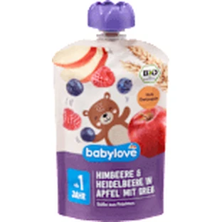 babylove Пюре з малини, чорниці, яблука та манної крупи, 100 г