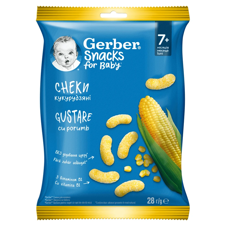 Снеки с кукурузой, +7 месяцев, 28 г, Gerber: цены и характеристики