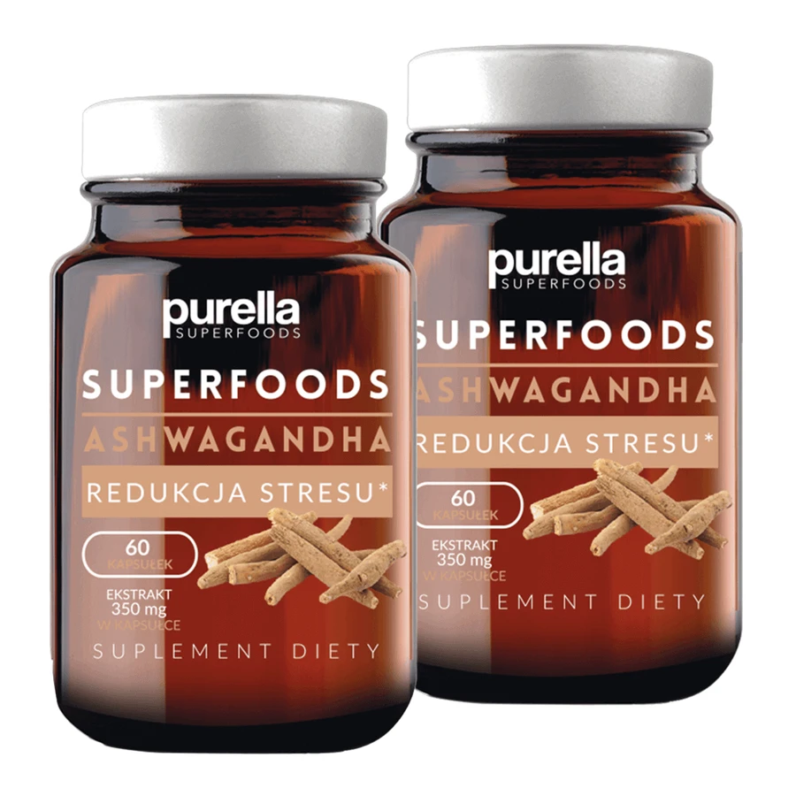 Набір для зменшення стресу від Purella Superfoods Ашвагандха, 2 х 60 капсул: ціни та характеристики