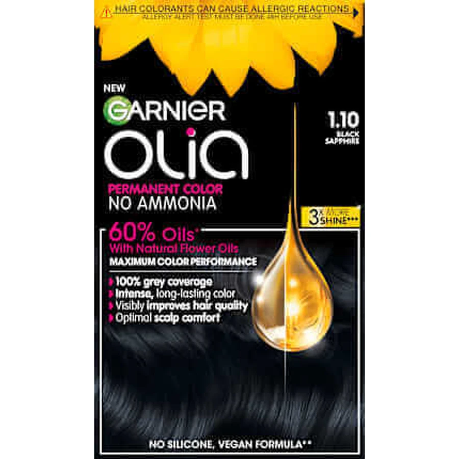 GARNIER GARNIER olia Перманентна фарба 1.10 Чорний сапфір, 174 мл: ціни та характеристики
