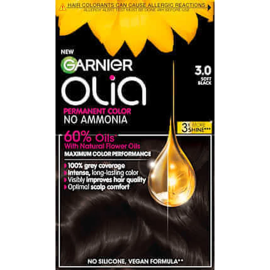 GARNIER olia Фарба перманентна 3.0 Soft Black, 174 мл: ціни та характеристики
