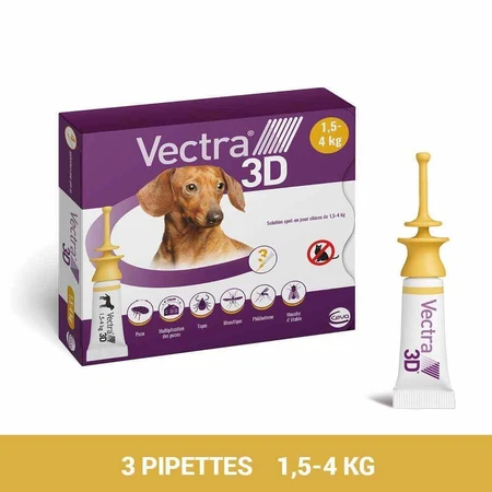 Ceva Vectra Spot-on Solution для собак 1,5-4 кг 3 пипетки: цены и характеристики