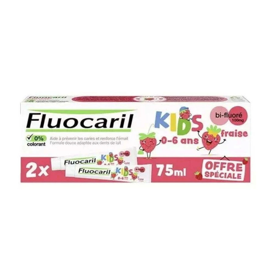 Fluocaril Зубная паста детская Bi-Fluoré Fraise 0 - 6 лет 2х75 мл: цены и характеристики