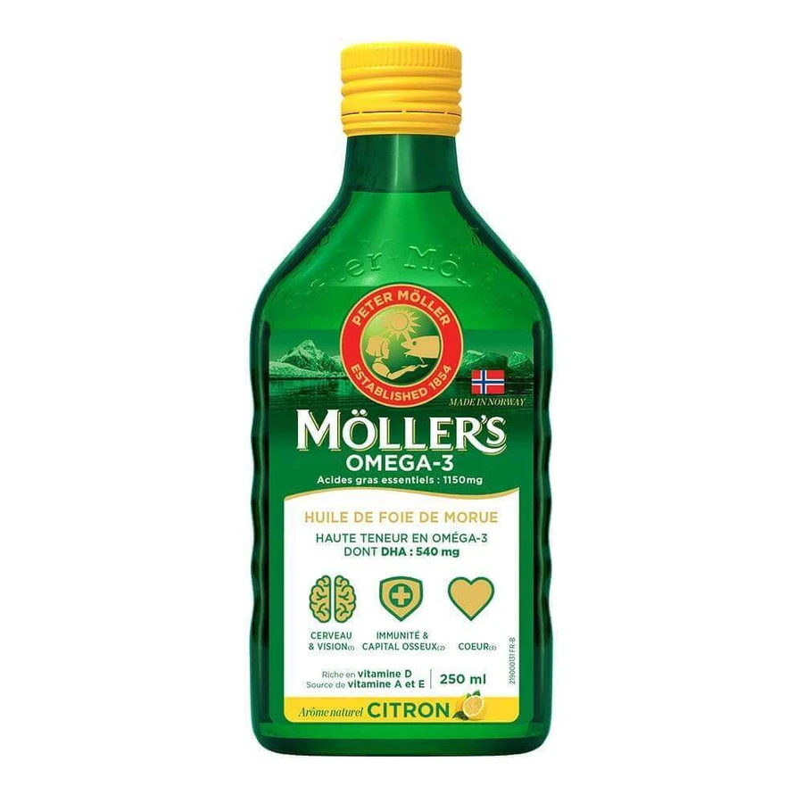 Жидкое масло печени трески Moller'S Omega-3, натуральный лимонный ароматизатор 250 мл: цены и характеристики
