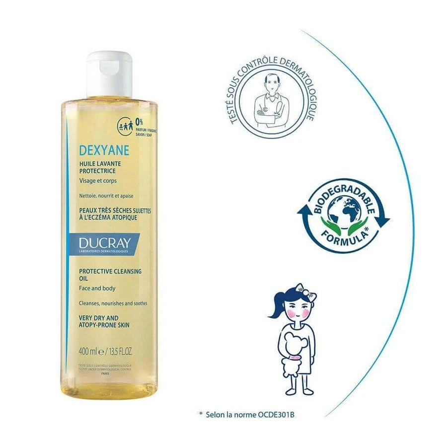Ducray Dexyane Захисна очищувальна олія для дуже сухої шкіри зі схильністю до атопії 400 мл: ціни та характеристики