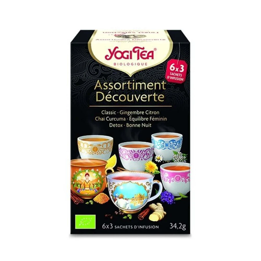 Yogi Tea Ассорти Decouverte Classic + Лимон Имбирь + Турмерик Чай + Женский баланс + Детокс + Ночной: цены и характеристики
