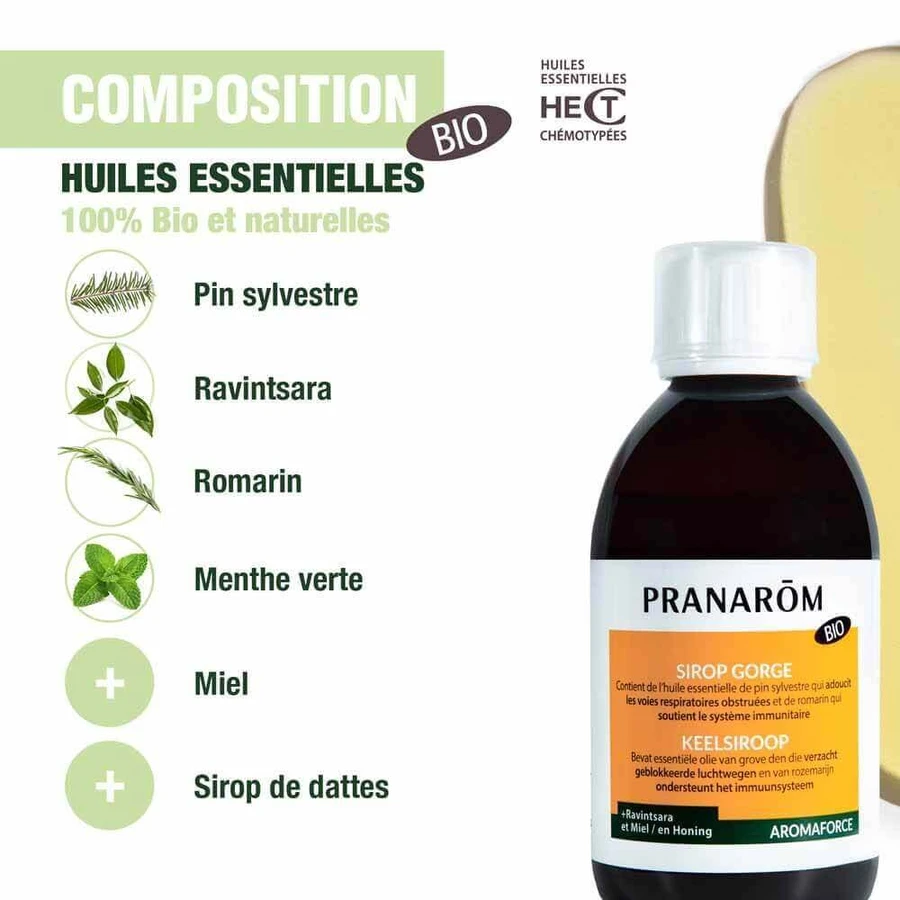 Сироп для горла Pranarôm Aromaforce з медом і равінцарою біо 150 мл: ціни та характеристики