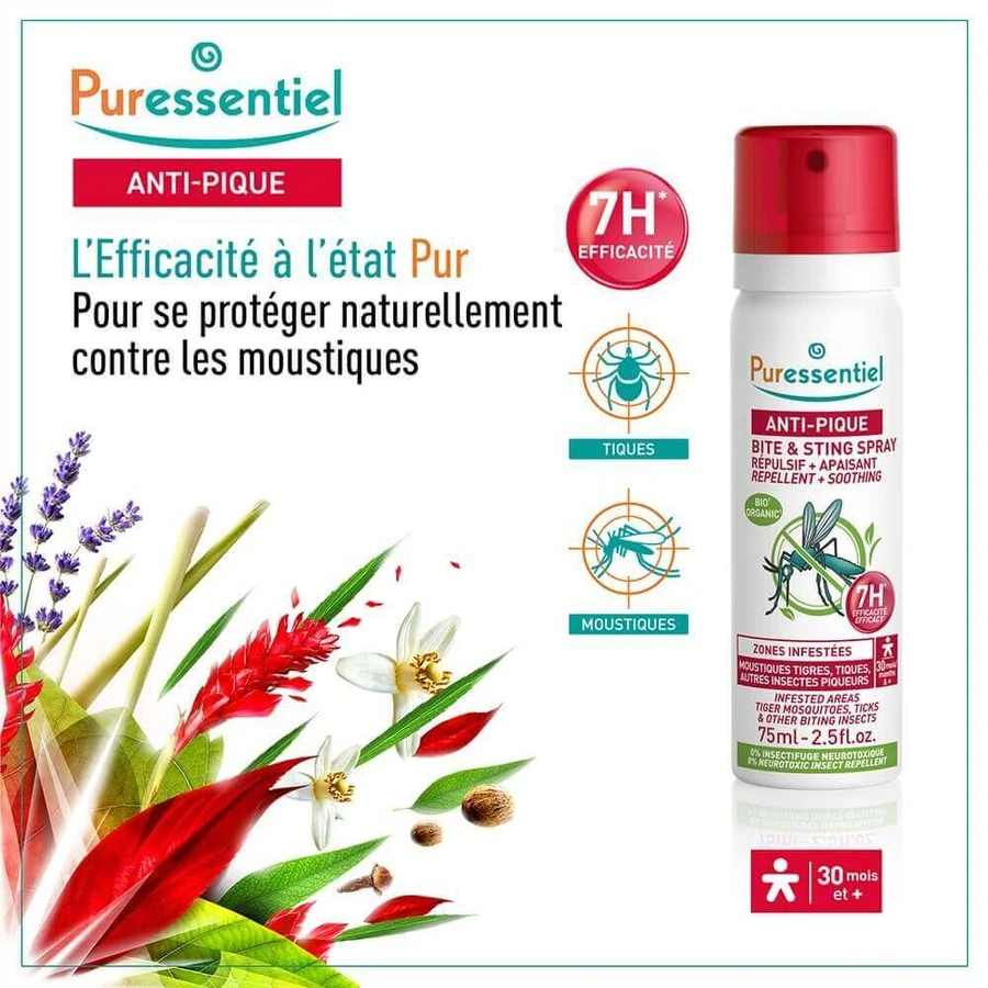 Puressentiel SOS Insects Спрей від комарів та заспокійливий спрей 75 мл: ціни та характеристики