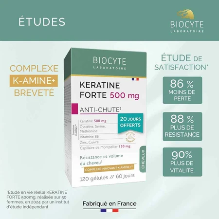 Кератин Форте Biocyte Keratine Forte Anti-Chute 500 мг, 120 гелевих капсул: ціни та характеристики