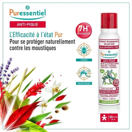 Puressentiel SOS Спрей для отпугивания насекомых и успокоения комаров 200 мл: цены и характеристики