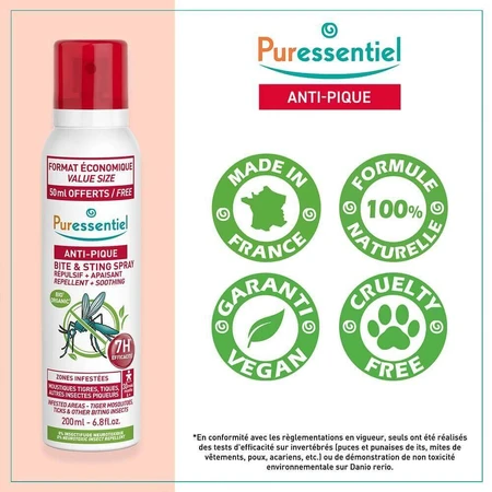 Puressentiel SOS Спрей для отпугивания насекомых и успокоения комаров 200 мл: цены и характеристики