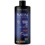 4Organic Men Power, натуральный гель для душа 3 в 1, Энергия, 500 мл