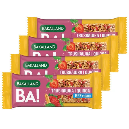Набор злаковых батончиков Bakalland BA! Клубника и киноа, без добавления сахара, 4 x 30 г: цены и характеристики