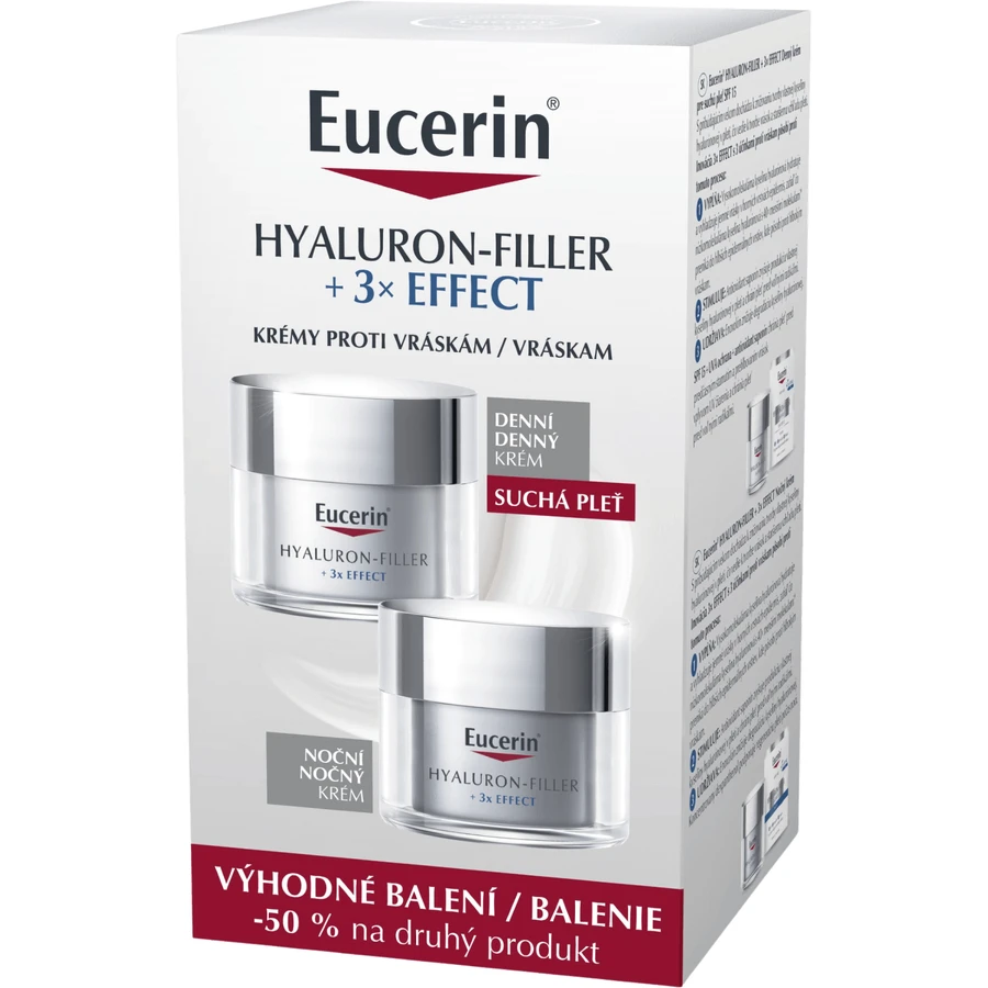 Eucerin Hyaulor-Filler + 3x Effect Cremă de zi pentru piele uscată + Cremă de noapte 2 x 50 ml: ціни та характеристики