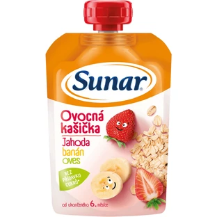 Sunar terci de fructe banane, căpșuni, fulgi de ovăz 6m+ 120 g