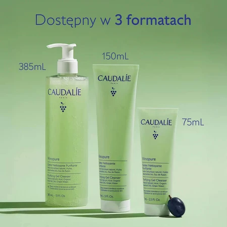 Caudalie Vinopure, гель для вмивання обличчя, що очищає, для шкіри, схильної до акне, 75 мл: ціни та характеристики