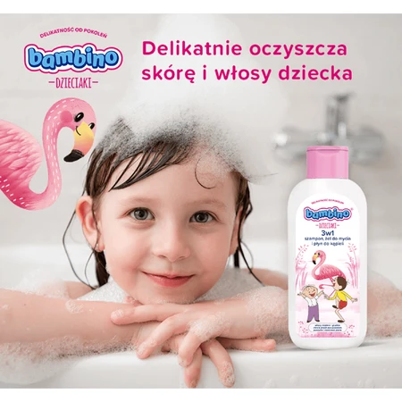 Bambino Kids, Гель для миття тіла та волосся 2-в-1, Bolek i Lolek i flamingo, від 1 року, 400 мл: ціни та характеристики