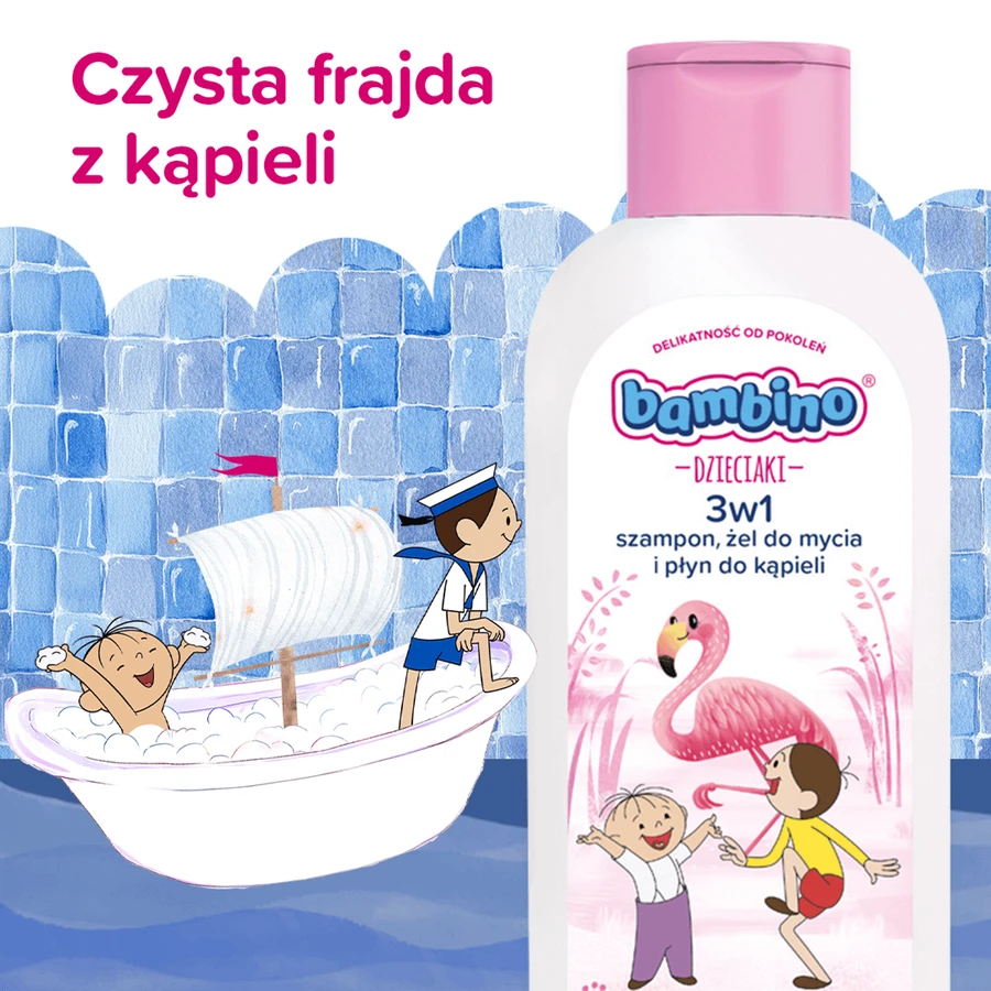 Bambino Kids, Гель для миття тіла та волосся 2-в-1, Bolek i Lolek i flamingo, від 1 року, 400 мл: ціни та характеристики