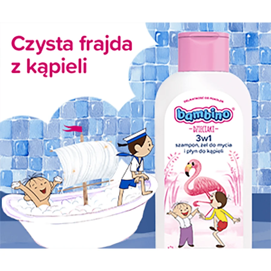 Bambino Kids, Гель для миття тіла та волосся 2-в-1, Bolek i Lolek i flamingo, від 1 року, 400 мл: ціни та характеристики