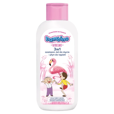 Bambino Kids, Гель для миття тіла та волосся 2-в-1, Bolek i Lolek i flamingo, від 1 року, 400 мл: ціни та характеристики