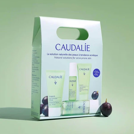 Caudalie Vinopure Starter Kit, гель для очищения лица, 30 мл + тонер, 50 мл + сыворотка от несовершенств, 10 мл + матирующий и увлажняющий флюид, 15 мл: цены и характеристики