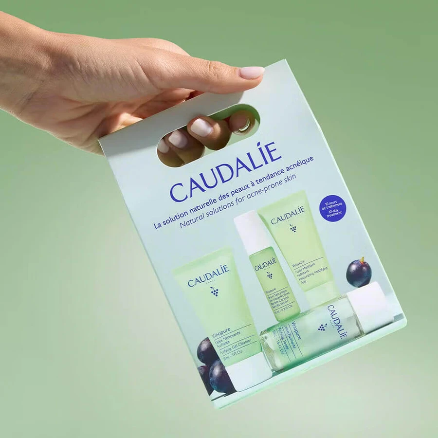 Caudalie Vinopure Starter Kit, гель для очищения лица, 30 мл + тонер, 50 мл + сыворотка от несовершенств, 10 мл + матирующий и увлажняющий флюид, 15 мл: цены и характеристики