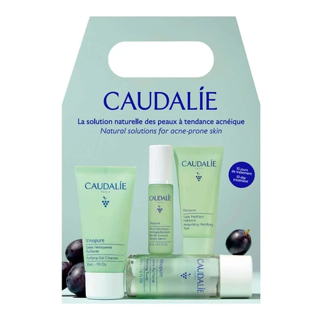 Caudalie Vinopure Starter Kit, гель для очищения лица, 30 мл + тонер, 50 мл + сыворотка от несовершенств, 10 мл + матирующий и увлажняющий флюид, 15 мл: цены и характеристики