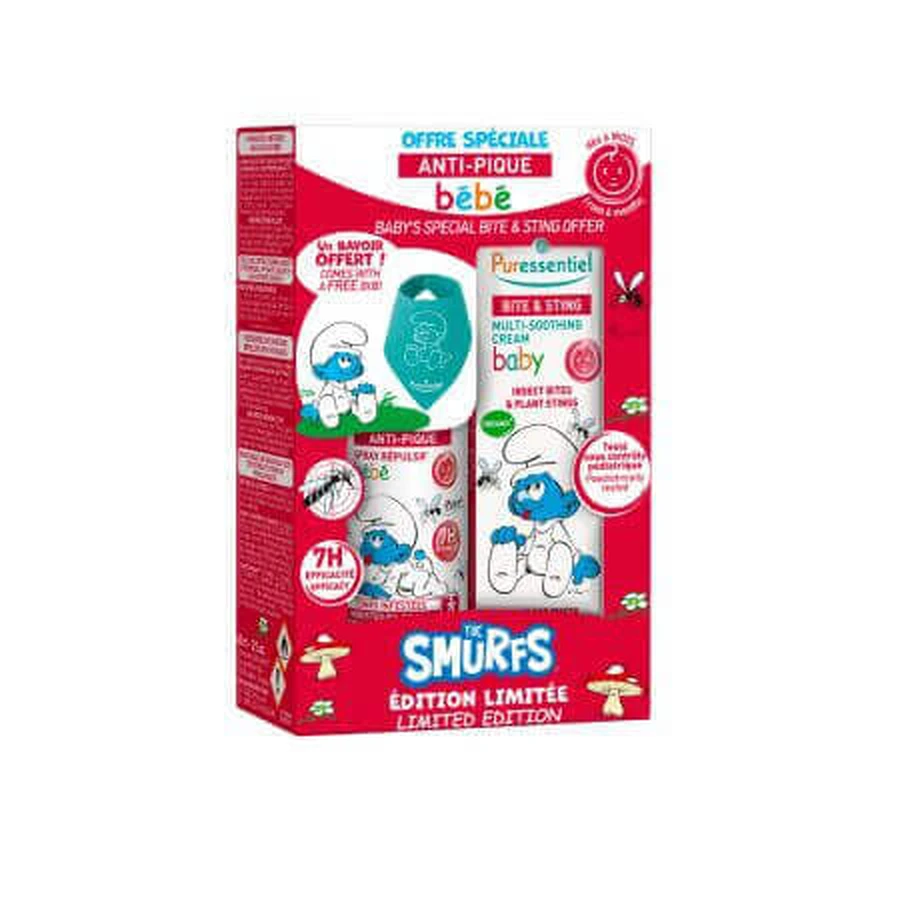 Smurfs Edition Дитячий набір проти проливання з спреєм та кремом, 6 місяців+, 60 мл + 30 мл, Puressential: ціни та характеристики
