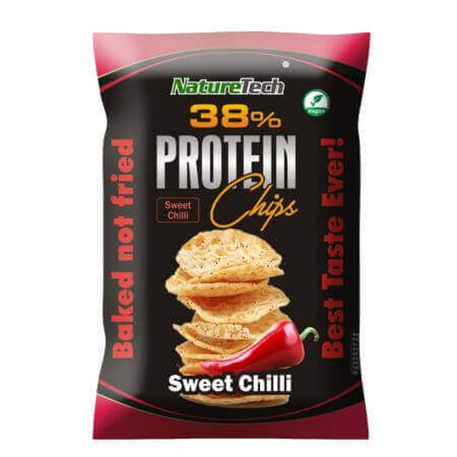 38% протеиновые чипсы со вкусом Sweet Chilli, 50 г, Nature Tech: цены и характеристики