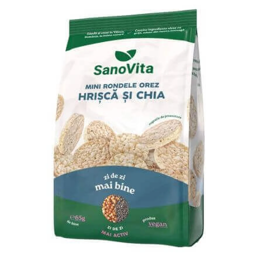 Мини-кружочки рисовые с гречкой и чиа Шаринг, 65 г, Sanovita: цены и характеристики