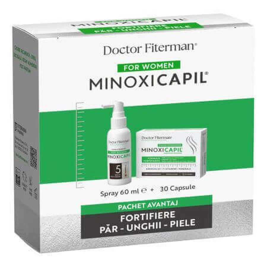 Упаковка Fortofiere для волос, кожи и ногтей Minoxicapil, 60 мл + 60 капсул, Doctor Fiterman: цены и характеристики